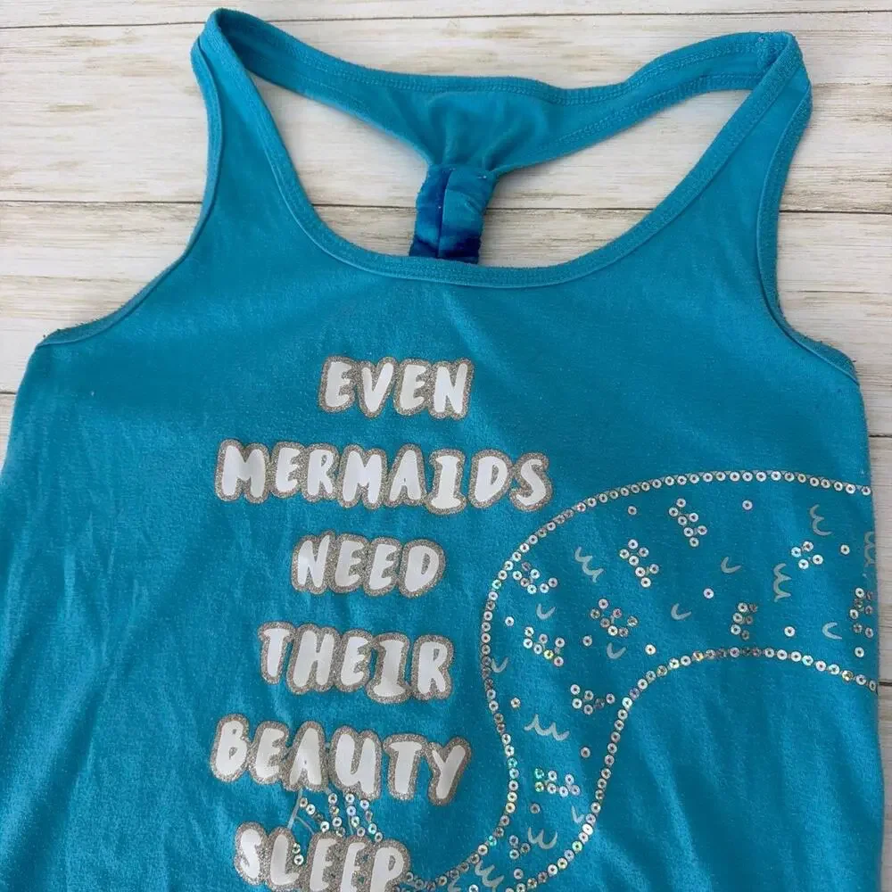 Justice blue tie dye set with mermaid graphic and text